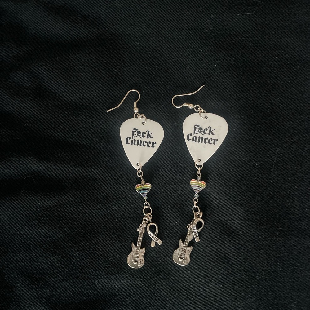 Silver Guitar Charm Earrings